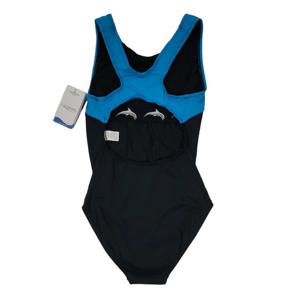 Dolfin Womens AquaShape Black/Turq Lap Suit Swimwear Size 12 - Picture 3 of 4
